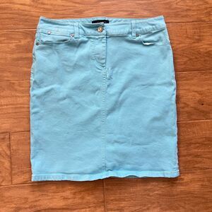 Talbots Petites Denim Pencil Skirt Size 8P Bright Blue